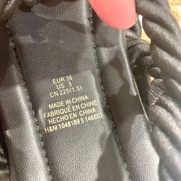 H&M Black Robe Twisted Flat Open Toe Sandals Size EU 36/ US 5 - Picture 4 of 10